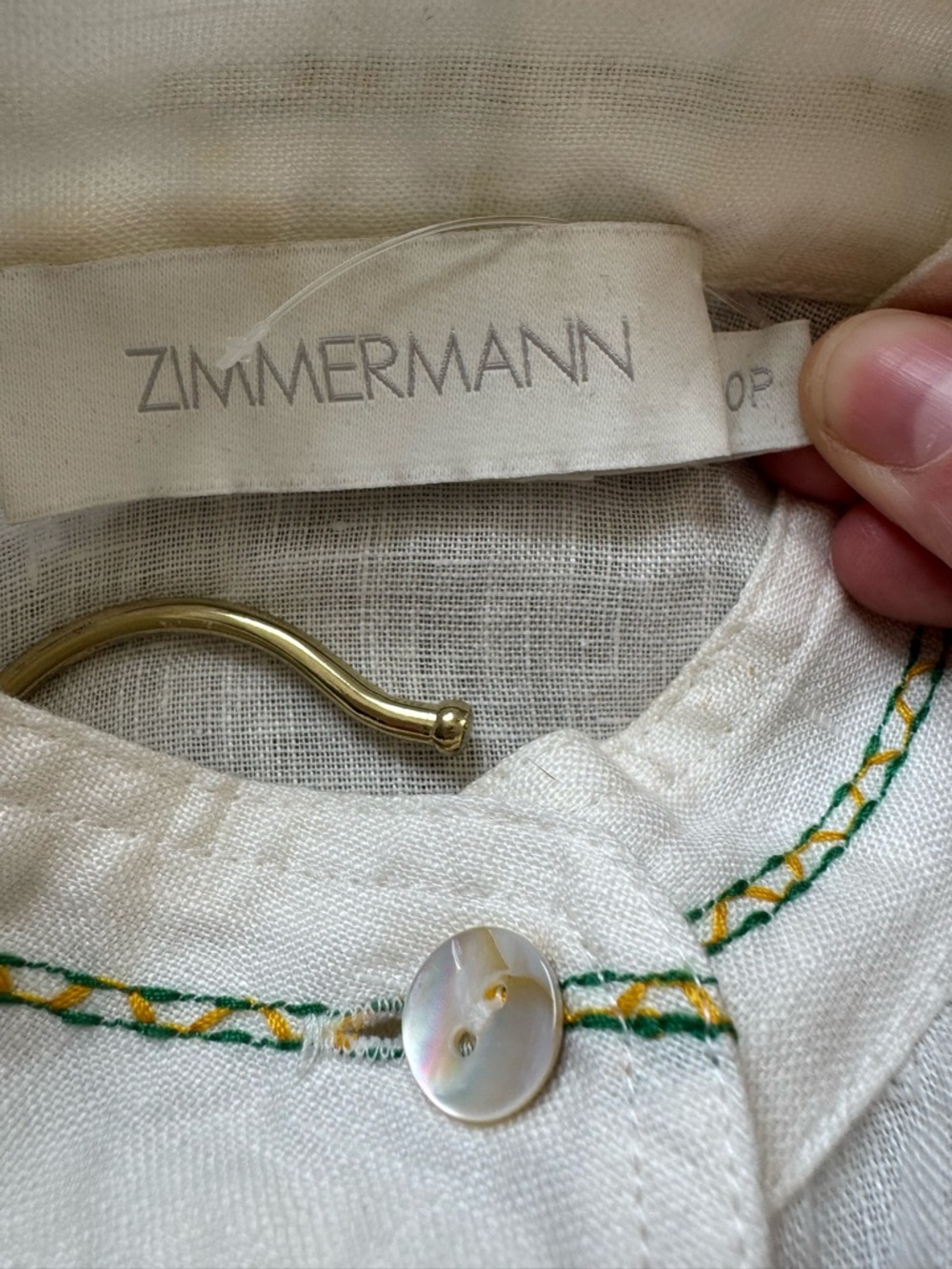 Zimmermann Floral Embroidered Linen Vyshyvanka Dress Bubble Sleeve Belted 0P - Picture 4 of 11